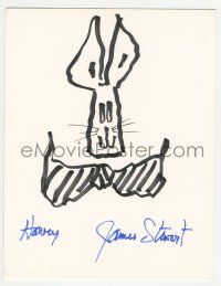 7x0270 JAMES STEWART signed 9x11 drawing '80s he drew a picture of Harvey & signed for him too!