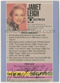 7x0567 JANET LEIGH signed 3x4 trading card '91 it can be framed with a vintage or repro still!