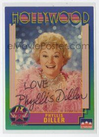 7x0594 PHYLLIS DILLER signed 3x4 trading card #215 '91 glamorous portrait of the comedienne!