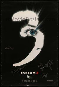 7x0396 SCREAM 3 signed int'l teaser 1sh '00 by Neve Campbell, Courteney Cox, David Arquette & Posey!