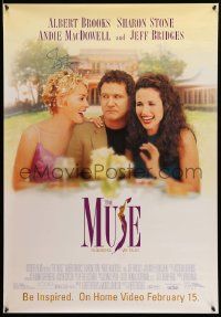 7x0415 SHARON STONE signed 27x39 video poster '99 with Albert Brooks & Andie MacDowell in The Muse!