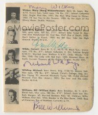 7x0519 ACTOR DIRECTORY PAGE signed 4x5 cut album page '53 by Shelley Winters, Esther Williams +SIX!