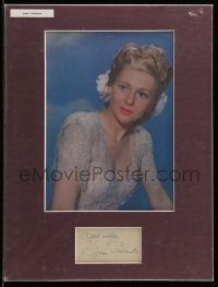 7x0332 JOAN FONTAINE signed cut lined paper in 12x16 display '80s ready to be framed & displayed!