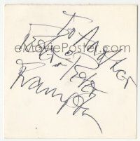 7x0538 PETER FRAMPTON signed 4x4 cut table card '87 he visited The Cat Club w/ Billy Idol & Setzer!