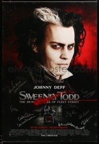 7x0301 SWEENEY TODD THE DEMON BARBER OF FLEET STREET signed advance 1sh '08 by Johnny Depp + 11 more