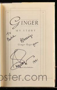 7x0157 GINGER ROGERS signed first edition hardcover book '91 on her autobiography Ginger: My Story!