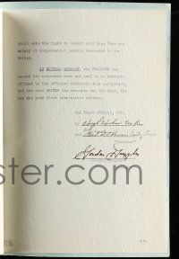 7x0053 GORDON DOUGLAS signed 9x11 agreement '40 agreeing to become a writer for Hal Roach Studios!