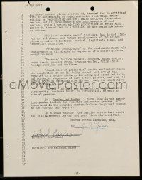 7x0071 RICHARD CARLSON signed 9x11 contract '51 getting paid $12,500 as Paul Hanson in Retreat Hell!