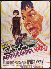 7y333 ARRIVEDERCI, BABY French 1p '67 Tony Curtis is a ladykiller, different art by Michel Landi!