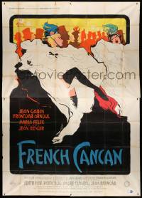 7y243 FRENCH CANCAN French 4p '55 Jean Renoir, best art of Moulin Rouge showgirls by Rene Gruau!