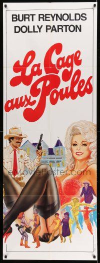 7y277 BEST LITTLE WHOREHOUSE IN TEXAS French door panel '82 Burt Reynolds, Dolly Parton, Landi art