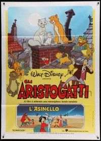 7y730 ARISTOCATS/SMALL ONE Italian 1p '80s cool Disney double-bill, great cartoon images!