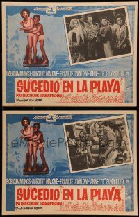 7y081 BEACH PARTY 2 Mexican LCs '65 Frankie Avalon & Annette Funicello, great surfing border image!
