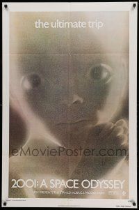 7z002 2001: A SPACE ODYSSEY 1sh R74 Stanley Kubrick, image of star child, thick border design!