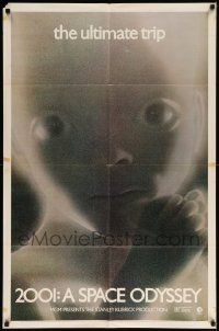 7z003 2001: A SPACE ODYSSEY 1sh R74 Stanley Kubrick, image of star child, thin border design!