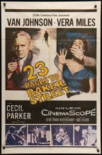 7z010 23 PACES TO BAKER STREET 1sh '56 romantic close up of Van Johnson & Vera Miles!