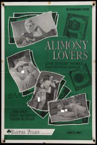 7z030 ALIMONY LOVERS 1sh '68 love hungry divorced women, sexy images and money art!