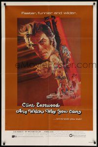 7z052 ANY WHICH WAY YOU CAN 1sh '80 cool artwork of Clint Eastwood by Bob Peak!