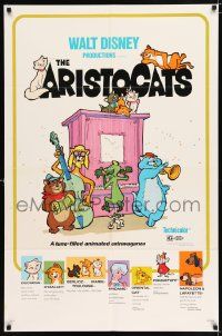 7z063 ARISTOCATS 1sh R80 Walt Disney feline jazz musical cartoon, great colorful image!