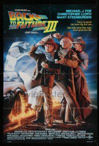 7z078 BACK TO THE FUTURE III DS 1sh '90 Michael J. Fox, Chris Lloyd, Drew Struzan art!