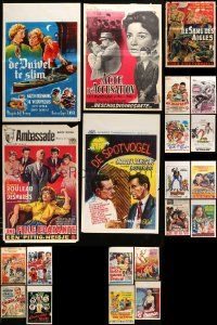8a302 LOT OF 21 FORMERLY FOLDED BELGIAN POSTERS '50s-70s a variety of different images & artwork!