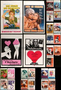 8a292 LOT OF 35 FORMERLY FOLDED BELGIAN SEXPLOITATION POSTERS '60s-80s sexy art & photo images!