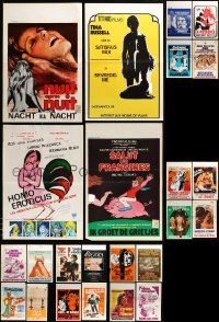 8a294 LOT OF 32 FORMERLY FOLDED BELGIAN SEXPLOITATION POSTERS '60s-80s sexy art & photo images!