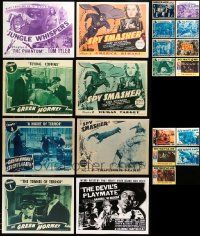 8a250 LOT OF 21 REPRO LOBBY CARDS FROM SUPERHERO & COMIC STRIP SERIALS '80s super scarce serials!