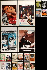 8a303 LOT OF 20 MOSTLY FORMERLY FOLDED BELGIAN SEXPLOITATION POSTERS '60s-80s sexy artwork!
