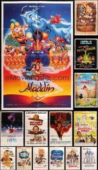 8a133 LOT OF 14 FOLDED DISNEY ONE-SHEETS '70s-90s great images from cartoon & live action movies!