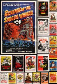 8a145 LOT OF 38 FOLDED KUNG FU ONE-SHEETS '60s-80s great images from martial arts movies!