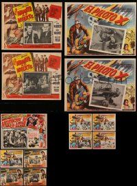 8a079 LOT OF 13 AVIATION AND CAR RACING MEXICAN LOBBY CARDS '30s-50s incomplete sets w/cool scenes
