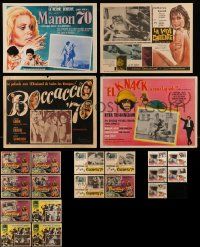 8a057 LOT OF 28 MEXICAN LOBBY CARDS FROM EUROPEAN CINEMA '60s-70s great scenes & border art!