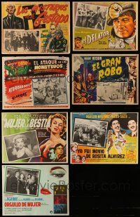 8a093 LOT OF 7 MEXICAN LOBBY CARDS '50s-60s great movie scenes & border art!