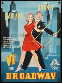 8b522 BABES ON BROADWAY Danish '46 different art of Mickey Rooney dancing with Judy Garland!