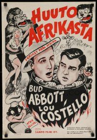 8b311 AFRICA SCREAMS Finnish '50 art of natives cooking Bud Abbott & Lou Costello in cauldron!