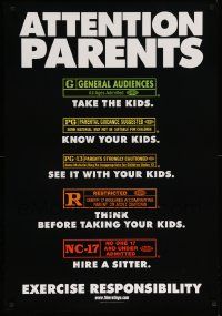 8c354 ATTENTION PARENTS 1sh '00 MPAA rating guide for adults, exercise responsibility!