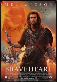 8c557 BRAVEHEART 27x40 video poster '95 cool image of Mel Gibson as William Wallace!