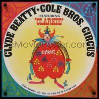 8c167 CLYDE BEATTY - COLE BROS CIRCUS 17x17 circus poster '60s featuring Clarkie the clown by North!