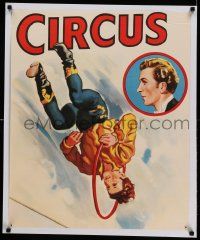 8c164 COLE BROS. CIRCUS: CON COLLEANO 24x28 circus poster '41 cool artwork of high-wire act!