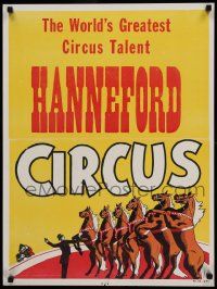 8c171 HANNEFORD CIRCUS 21x28 circus poster '60s wonderful art of dancing horses!