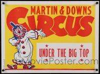8c180 MARTIN & DOWNS CIRCUS 21x28 circus poster 1970s under the big top!