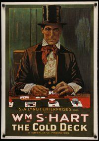 8c601 COLD DECK 21x29 commercial poster '80s great gambling art of William S. Hart playing faro!