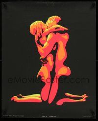 8c619 FLAMING LOVE 21x26 commercial poster '60s psychedelic art of couple by Warren Dillon!