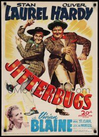 8c642 JITTERBUGS 20x28 commercial poster '70s wacky Stan Laurel & Oliver Hardy!