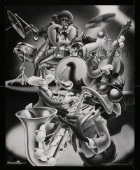 8c650 LOONEY TUNES 16x20 commercial poster '96 Bugs, Daffy, Taz and Sylvester playing jazz!