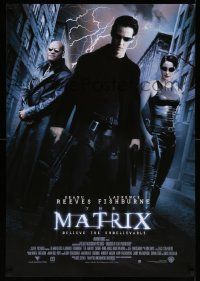8c663 MATRIX 27x39 French commercial poster '99 Keanu Reeves, Moss, Fishburne, Wachowskis!