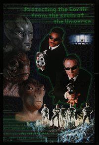 8c664 MEN IN BLACK 23x35 commercial poster '97 Will Smith & Tommy Lee Jones w/aliens & huge guns!
