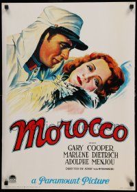 8c668 MOROCCO 20x28 commercial poster '80s Legionnaire Gary Cooper & sexy Marlene Dietrich!