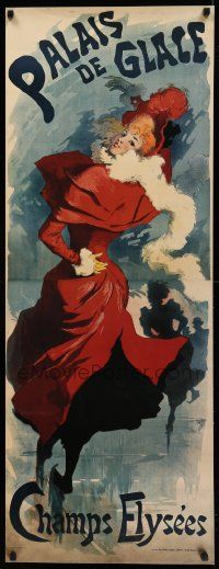 8c674 PALAIS DE GLACE 18x48 commercial poster '96 classic 1893 artwork by Jules Cheret!